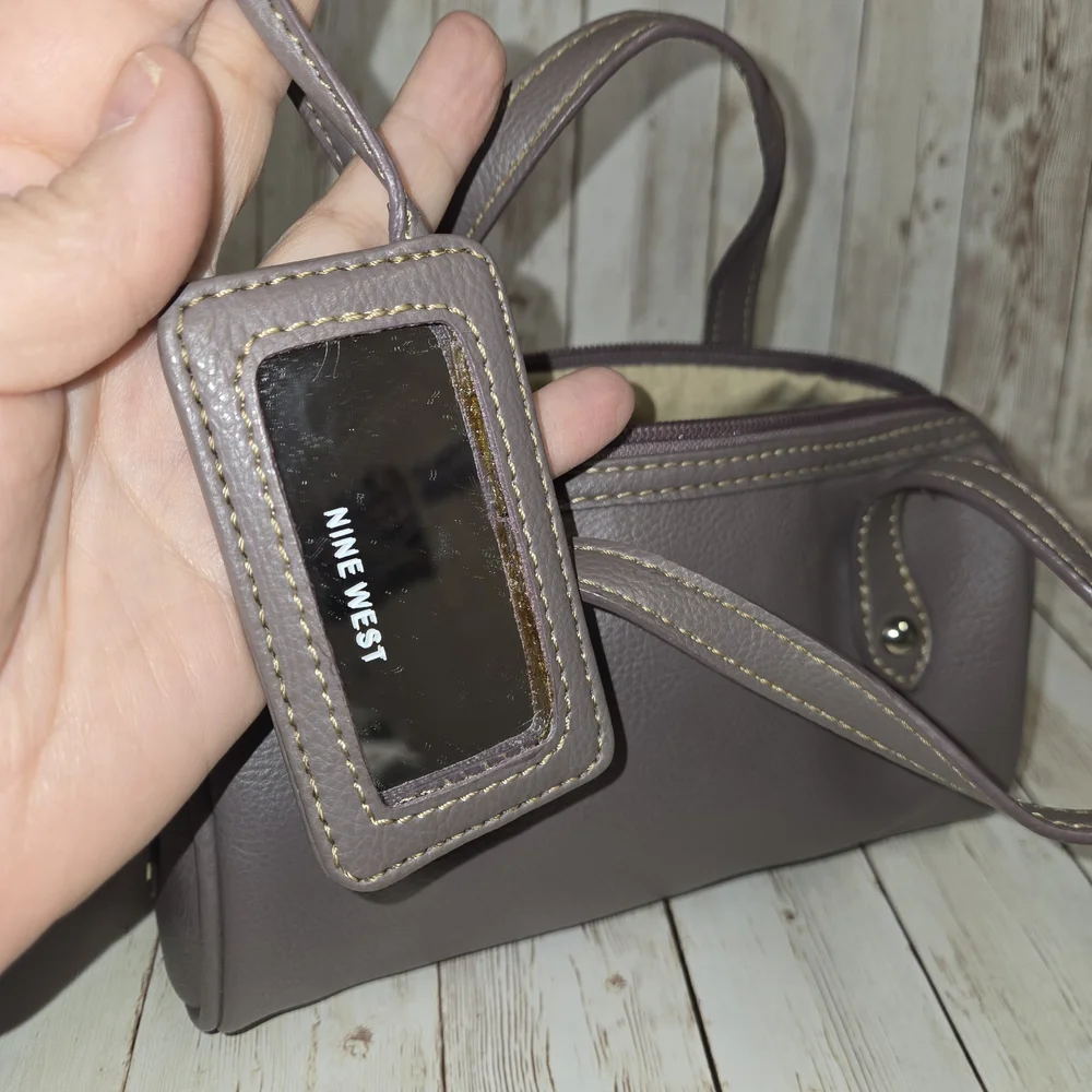 Nine West Powder Lavender Mini Barrel Purse Double Strap w/ Mirror Small Handbag - Picture 10 of 13